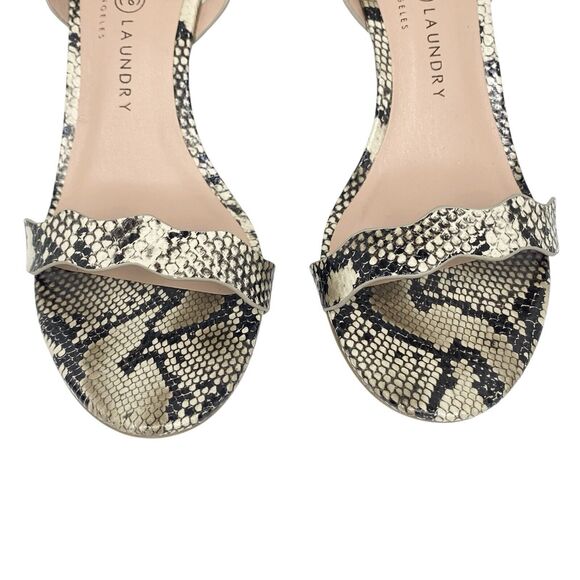 Chinese Laundry Womens Size 7 Ankle Strap 3" Heels Snakeskin Cream Black - Picture 6 of 10